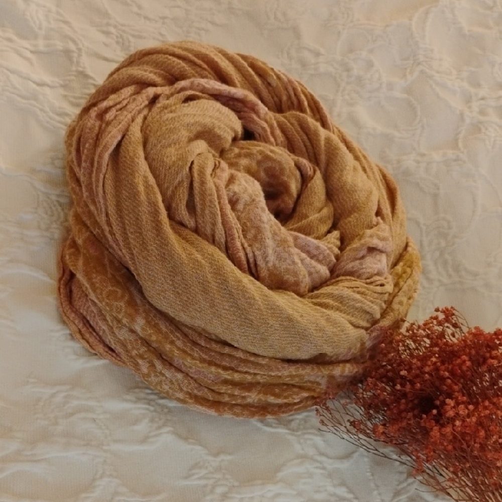 Soutache Light Brown Scarf Scarf Wrap Style Distressed Look 100% Cotton